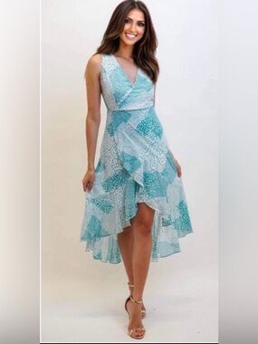 💙LAST2️⃣💙Spring Summer High Low Faux Wrap Women Party Dress